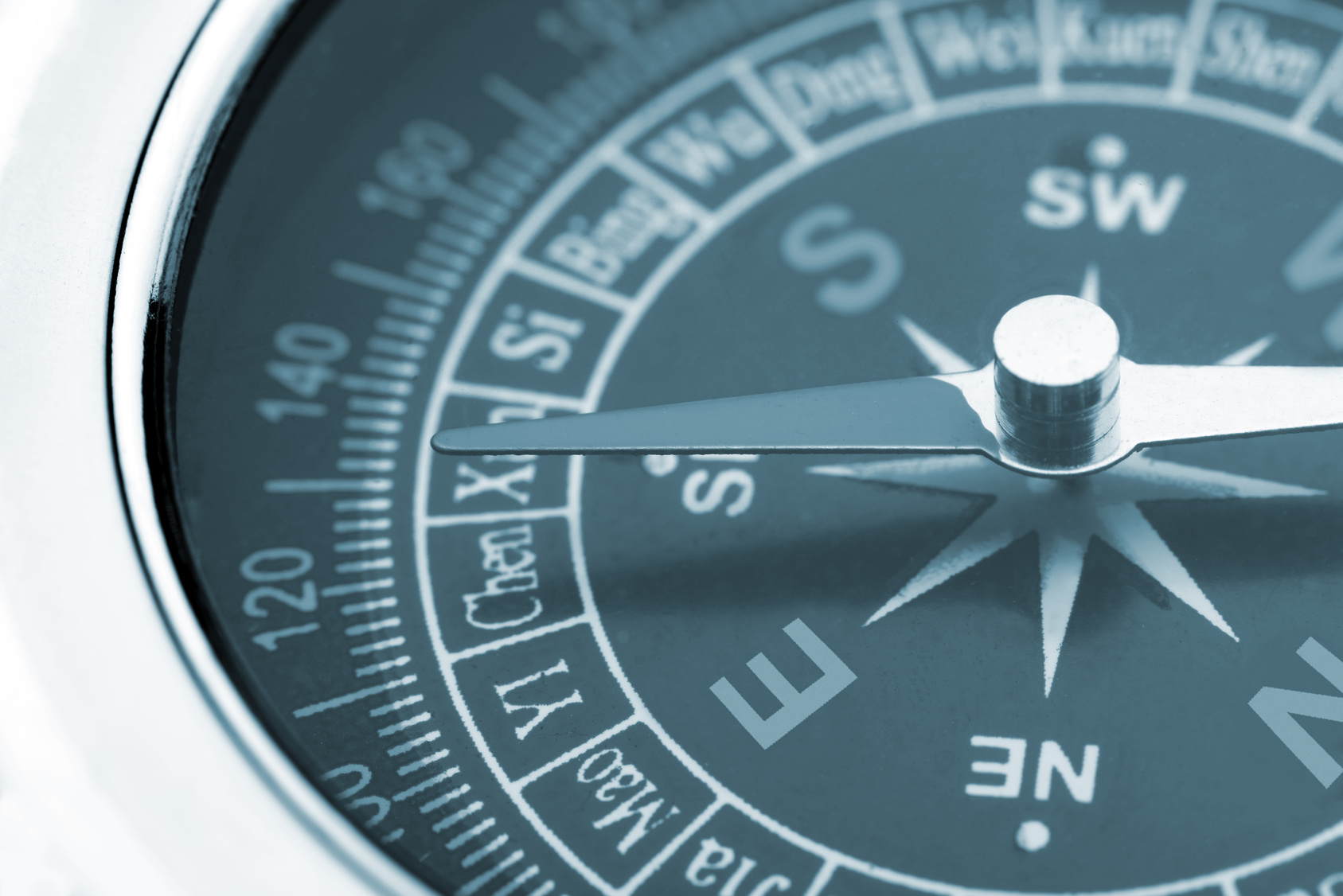 compass closeup blue toned